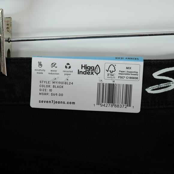 Seven7 Skinny Jeans Womens 10 (32x28.5) Black High Rise Stretch Denim Tight Pant - Picture 6 of 12